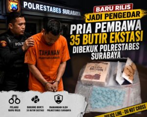 Baru Rilis Jadi Pengedar, Pria Pembawa 35 Butir Ekstasi Dibekuk Polrestabes Surabaya