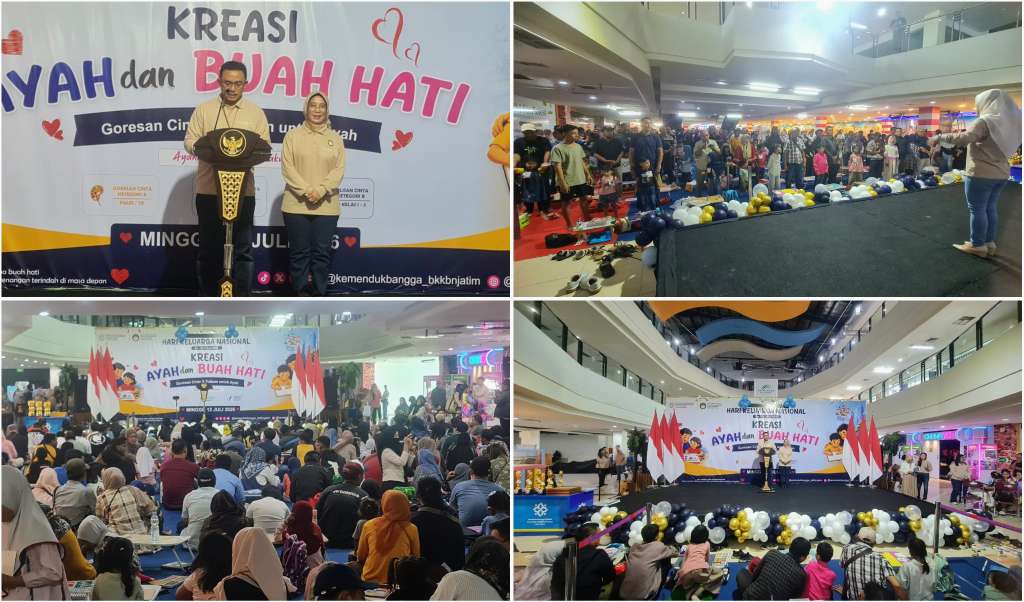 Foto: Kemendukbangga/BKKBN Jawa Timur menggelar Kreasi Ayah dan Buah Hati dalam rangka Harganas ke-33 di Kaza Mall Surabaya.