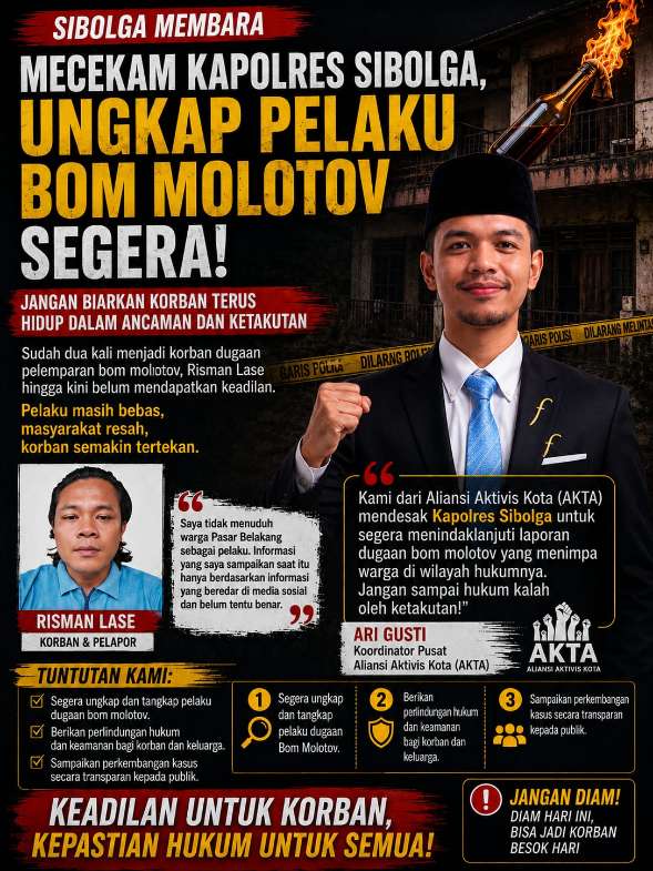 Kasus Dugaan Bom Molotov di Sibolga Belum Terungkap, Korban Minta Polisi Segera Ungkap Pelaku untuk Hentikan Spekulasi