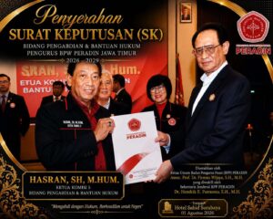 Pengurus BPW PERADIN Jawa Timur Periode 2026–2029 Resmi Dilantik, Siap Perkuat Profesionalisme Advokat
