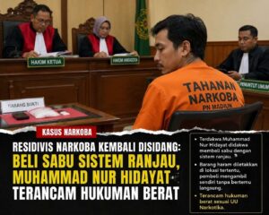 Residivis Narkoba Kembali Disidang: Beli Sabu Sistem Ranjau, Muhammad Nur Hidayat Terancam Hukuman Berat