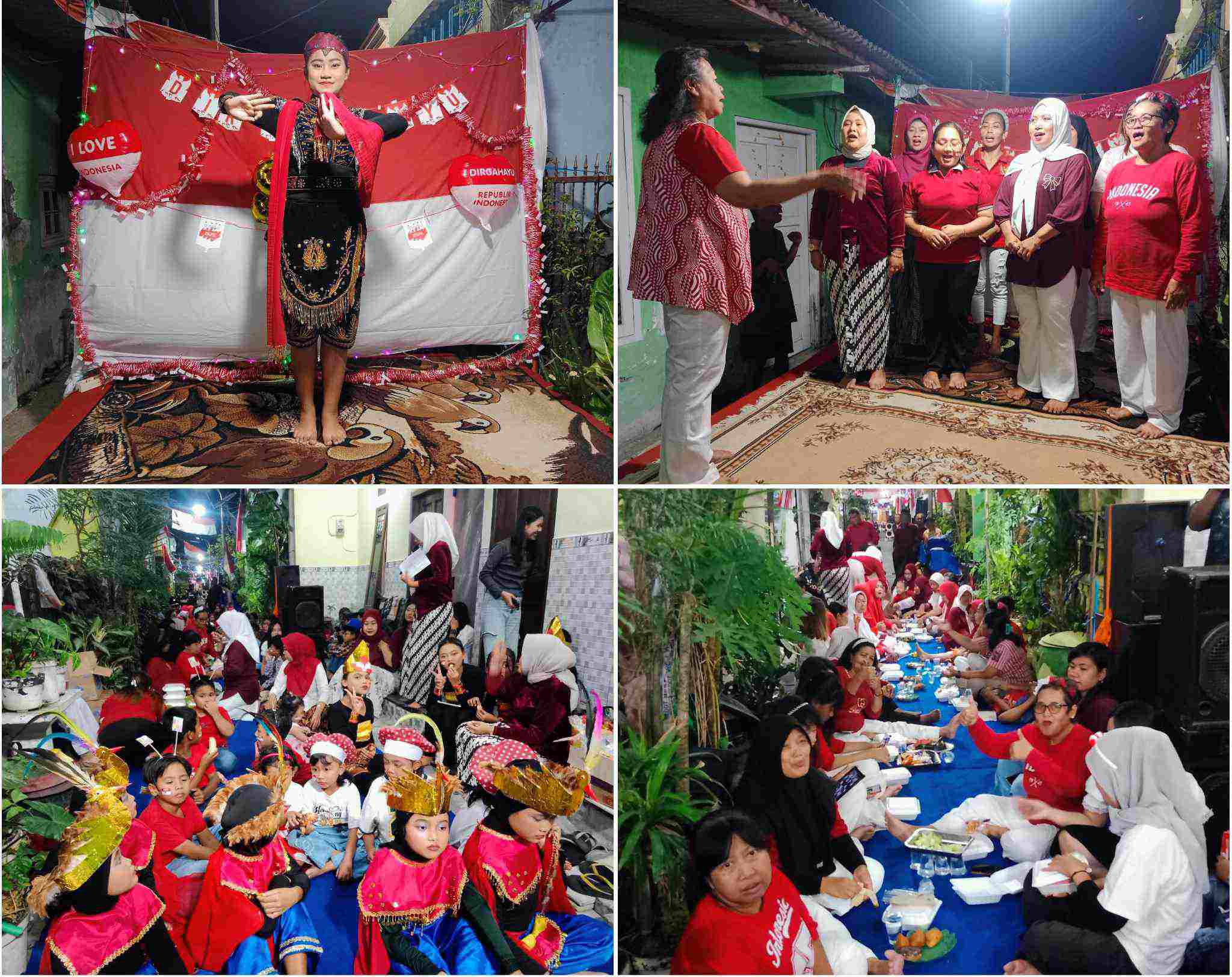 Foto: Warga Kupang Gunung Jaya Surabaya mengikuti pentas seni dan tasyakuran HUT ke-81 Kemerdekaan RI