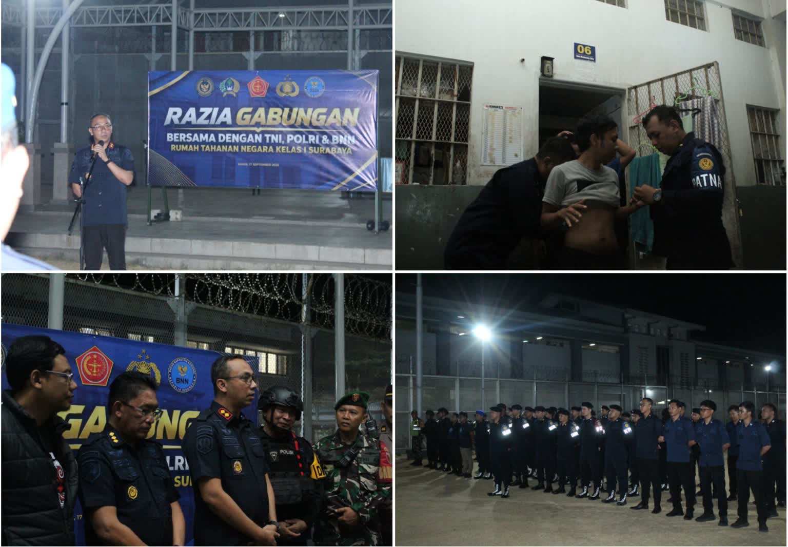 Foto: Razia gabungan TNI, Polri dan BNN di Blok Hunian Rutan Kelas I Surabaya