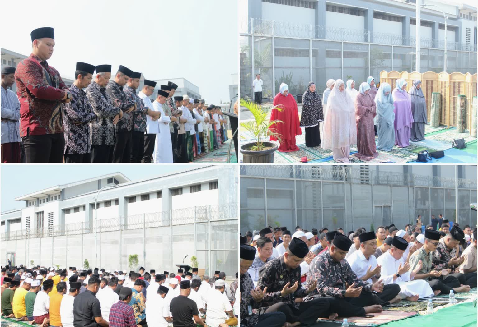 Foto: Ratusan petugas dan warga binaan Rutan Kelas I Surabaya melaksanakan Salat Istisqa di lapangan rutan