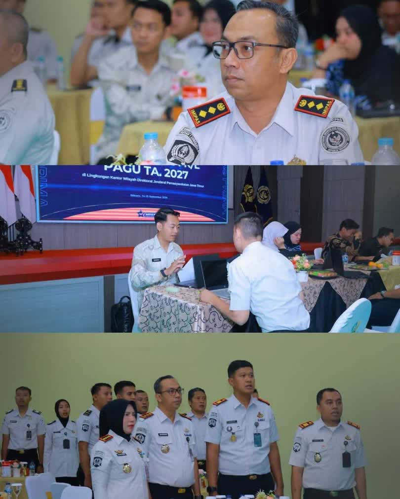 Foto: Kepala Rutan Kelas I Surabaya mengikuti supervisi RKA-K/L Pagu Anggaran TA 2027 di Aula Lapas Kelas I Surabaya