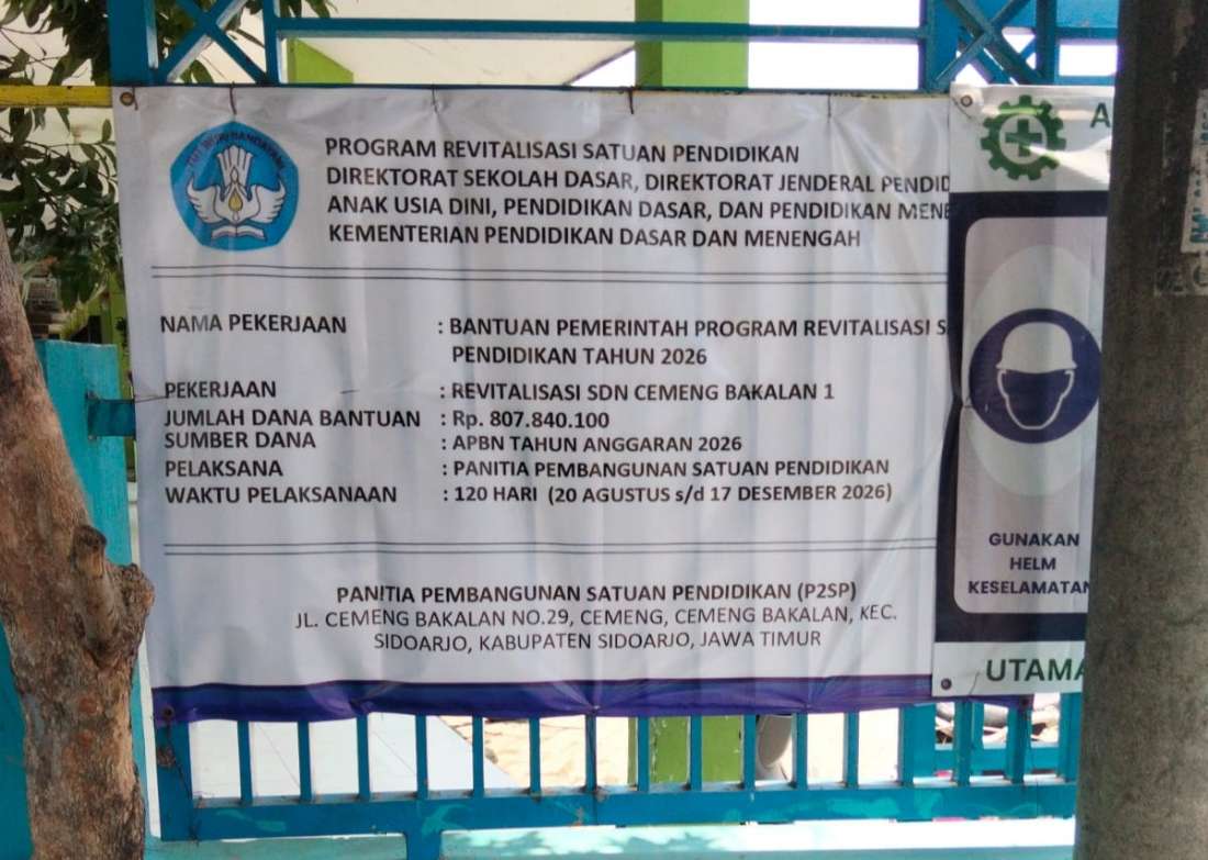 Revitalisasi SDN Cemeng Bakalan 1 Senilai Rp807 Juta, Pengerjaan Ditargetkan 120 Hari.(Foto: Eka wartawan beritakeadilan.com).